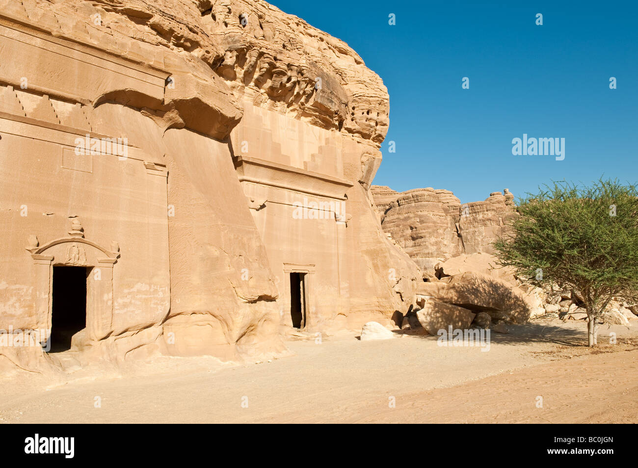 Madain Saleh die archäologische Stätte mit dem nabatäischen Grab des 1. Jahrhunderts Stockfoto