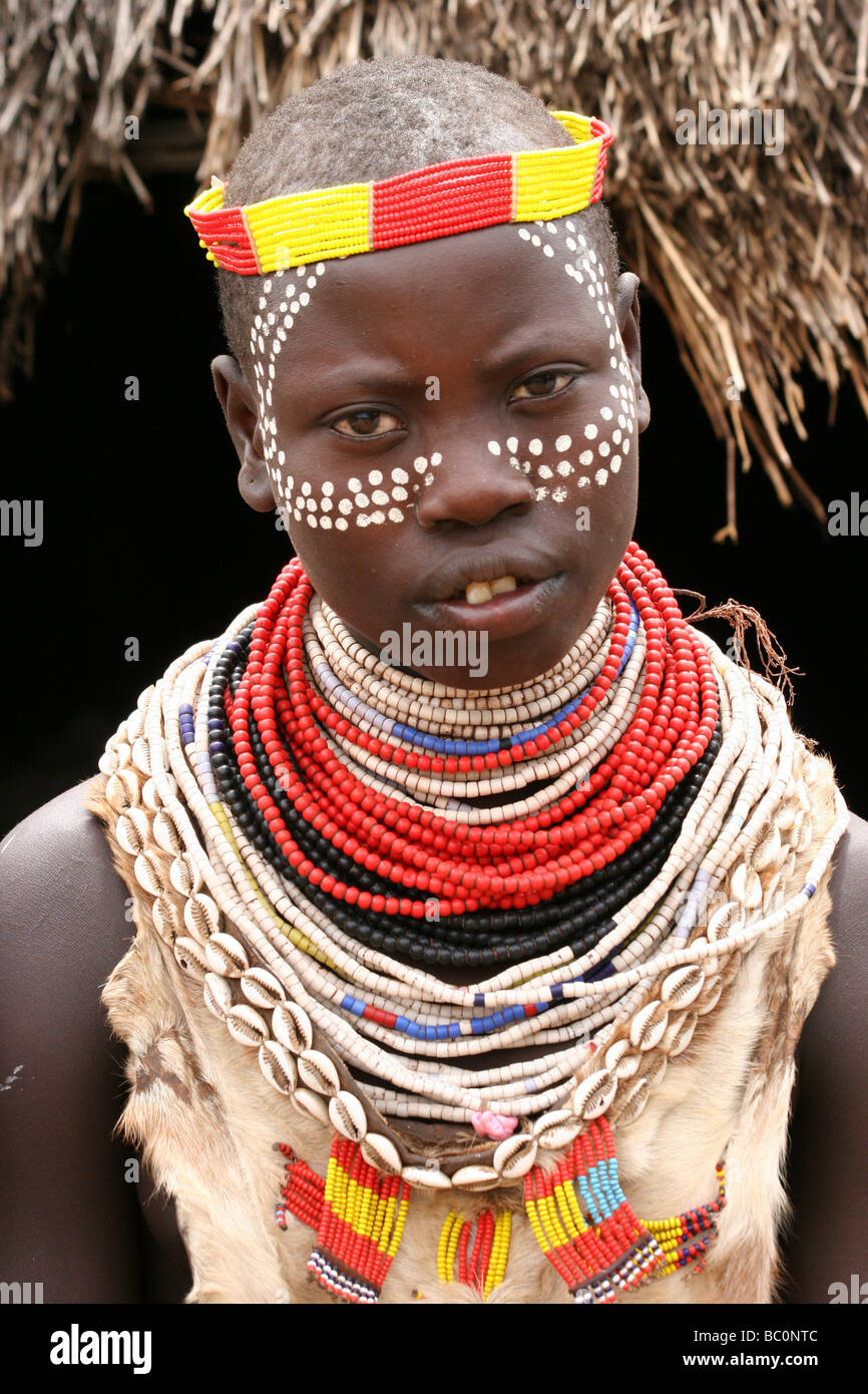 Afrika-Äthiopien-Omo-Tal-Karo Stammesangehörigen Frau Stockfoto