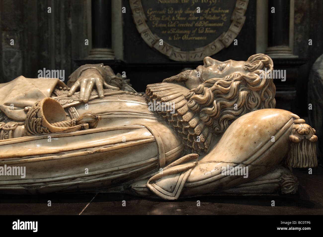 Das Grab von Abraham Blackleech, die Kathedrale von Gloucester, England Stockfoto