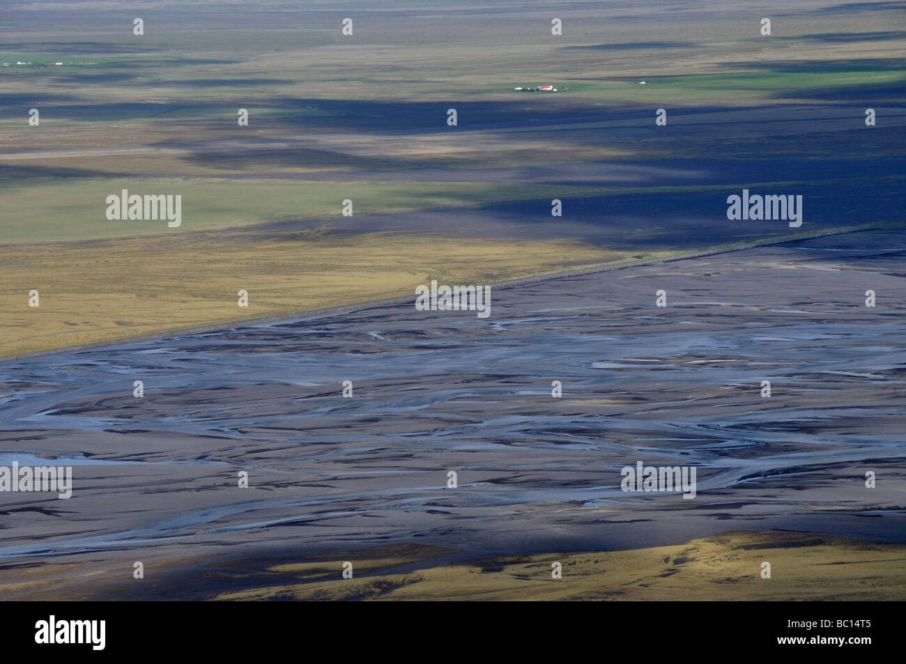 Markarfljót Tal von Hamragarðheiði in der Nähe von Seljalandsfoss Island Stockfoto