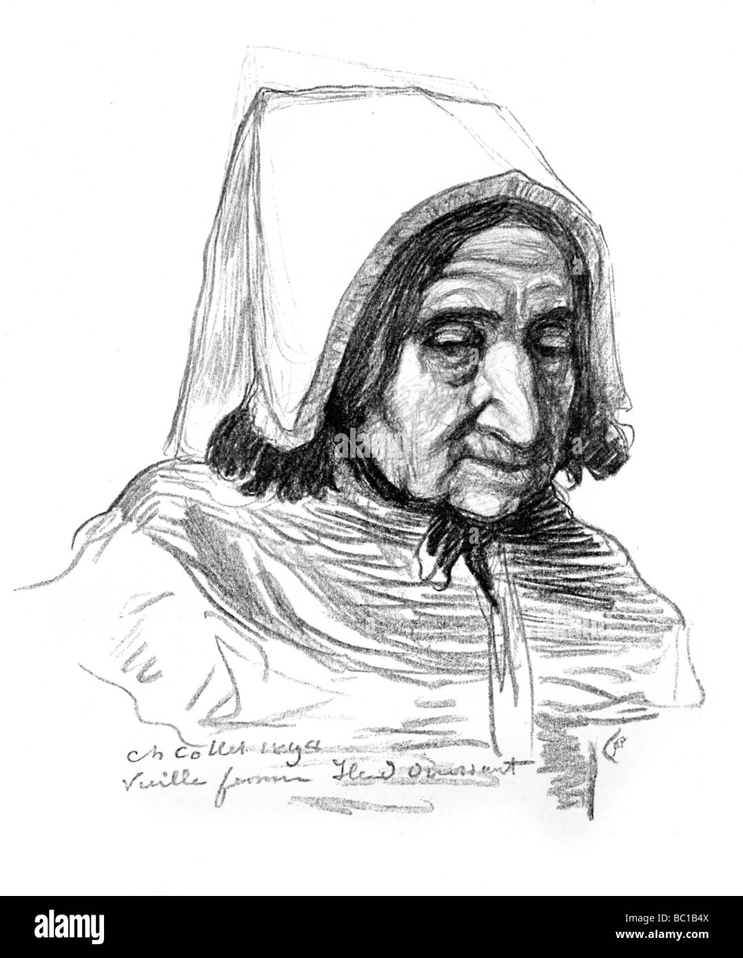 Studie der Kopf einer alten Frau, 1899 Künstler: Charles Cottet Stockfoto