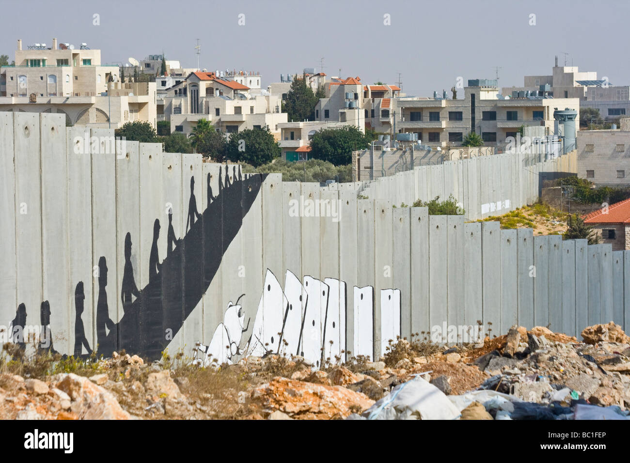 Sicherheitszaun im Westjordanland rund um Bethlehem in Israel Stockfoto