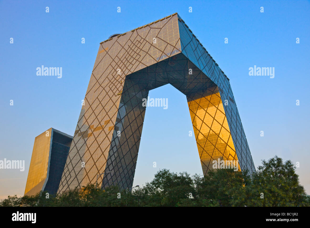 Entworfen von Rem Koolhaas CBD Beijing China CCTVTower Stockfotografie