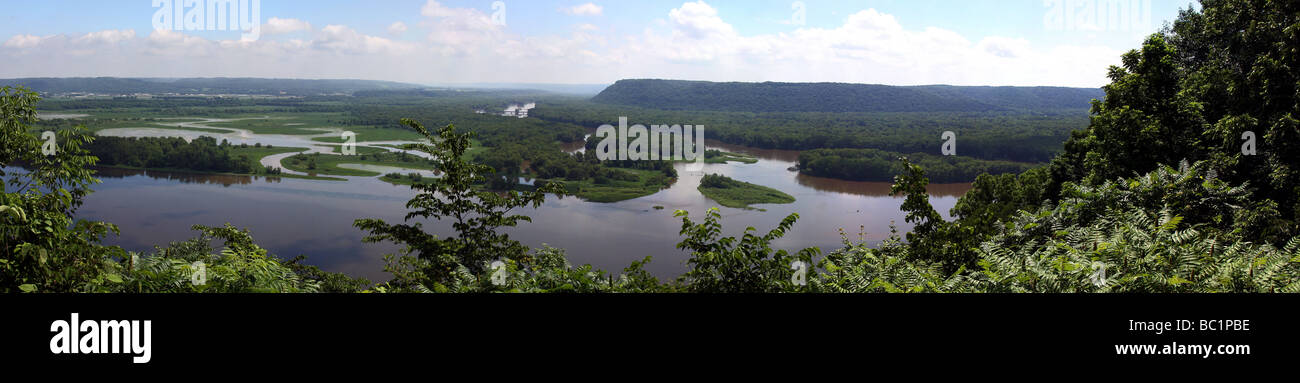 Panoramablick Mississippi river Bild von erhöhten Aussichtspunkt mit Blick auf Stockfoto