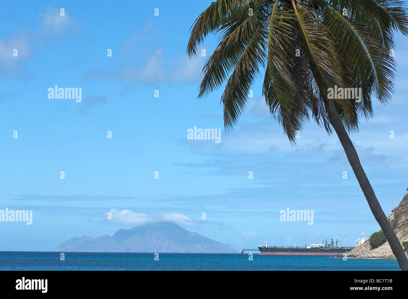 Sint Eustatius Blick auf Saba und Statia Öl Stockfoto