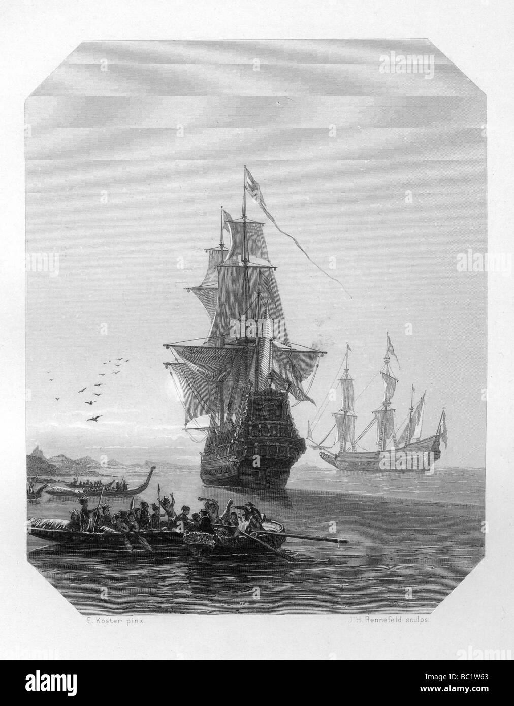 Abel Tasman, niederländischen Seefahrer aus dem 17. Jahrhundert, Explorer, und Kaufmann, c 1870. Artist: JH Rennefeld Stockfoto Abel Tasman, niederländischen Seefahrer aus dem 17. Jahrhundert, Explorer, und Kaufmann, c 1870. Artist: JH Rennefeld Stockfoto