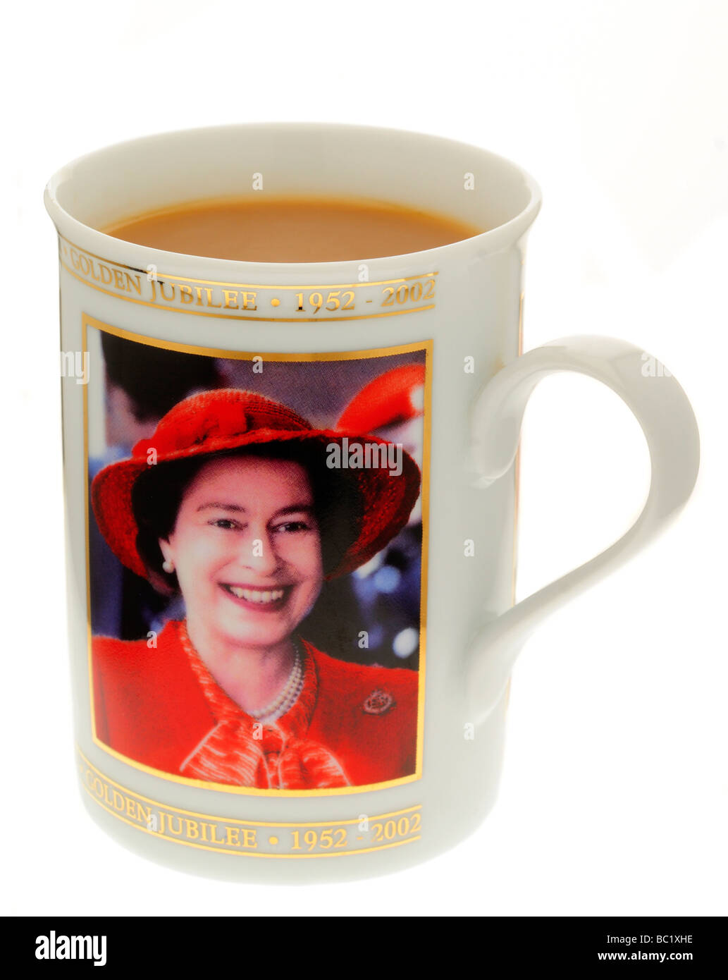Bild von Königin Elizabeth II auf Becher Tee Stockfoto