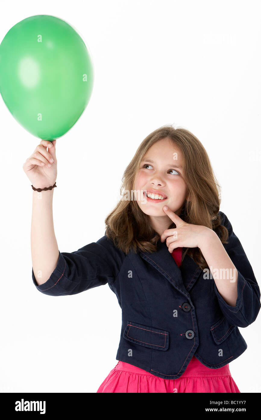 Junges Mädchen hält Party Ballon Stockfoto