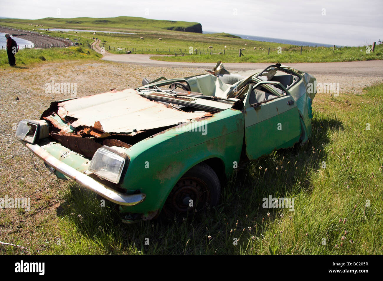 Auto, kaputt, Ardmore Punkt, Waternish Halbinsel, Isle Of Skye, innere Hebriden, Westküste von Schottland, UK Stockfoto