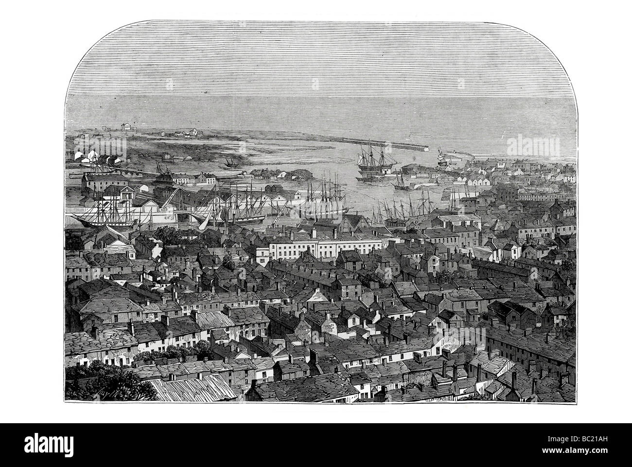 Swansea und der Hafen von einer Daguerreotypie Stockfoto