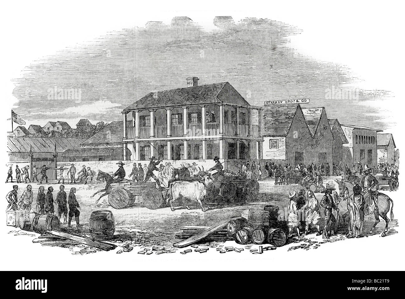 Blick auf die Straße in San Francisco aus einer Skizze von einem Korrespondenten Stockfoto