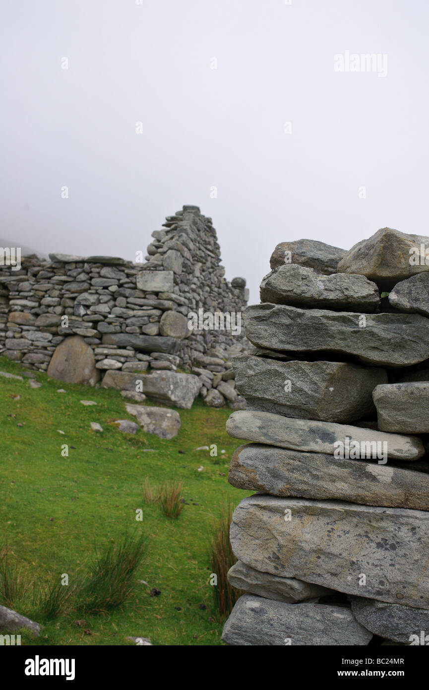 Slievemore Wüstung auf Achill Island im County Mayo Irland mit seinen Rock nach Hause Ruinen Stockfoto