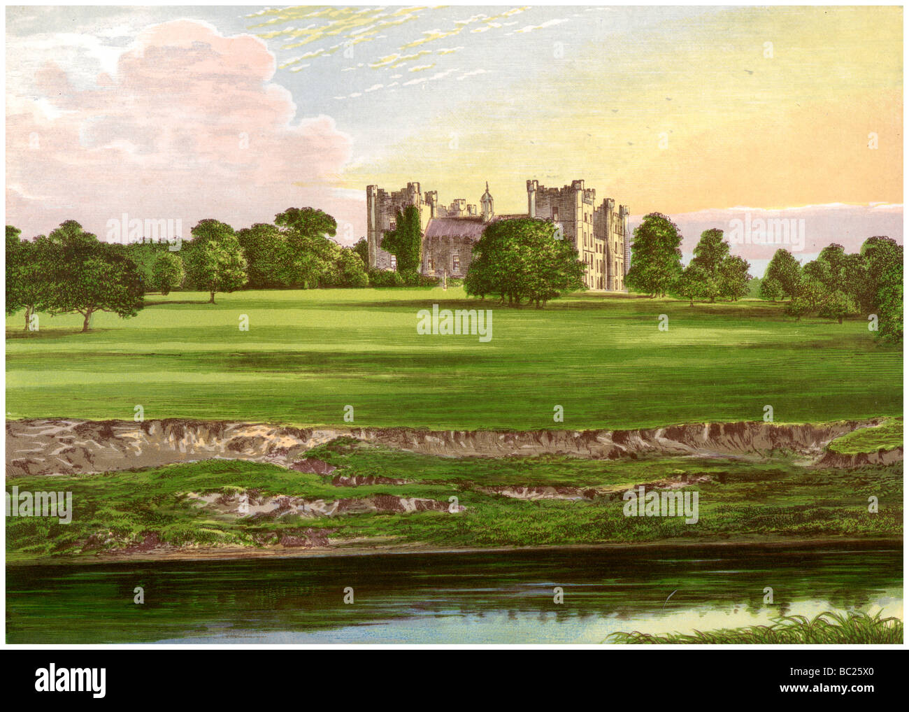 Lumley Castle, County Durham, Heimat des Grafen von Scarbrough, c 1880. Artist: Unbekannt Stockfoto