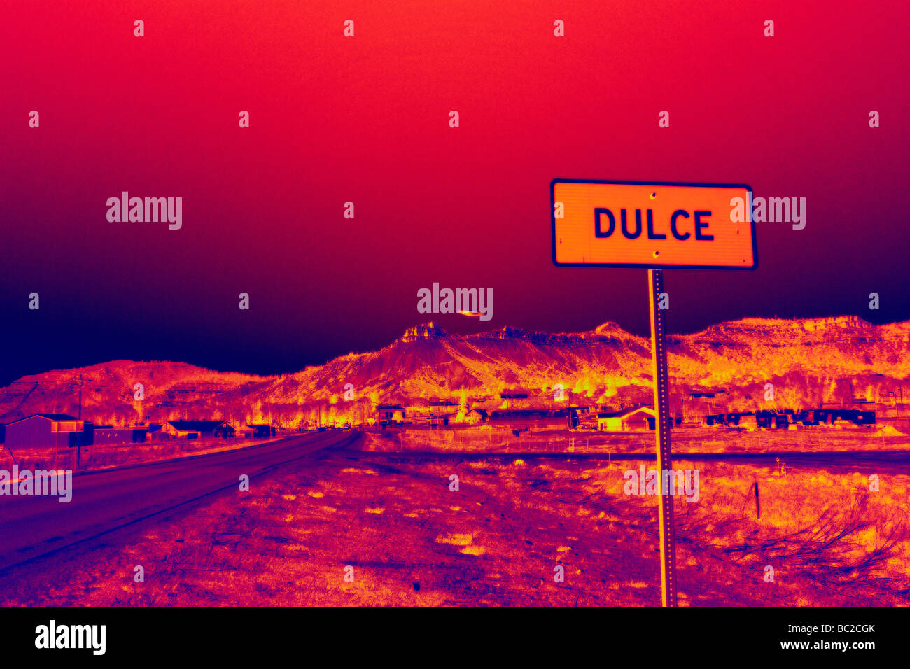 UFO-Sichtung in Infrarot, Dulce, New Mexico, USA Stockfoto