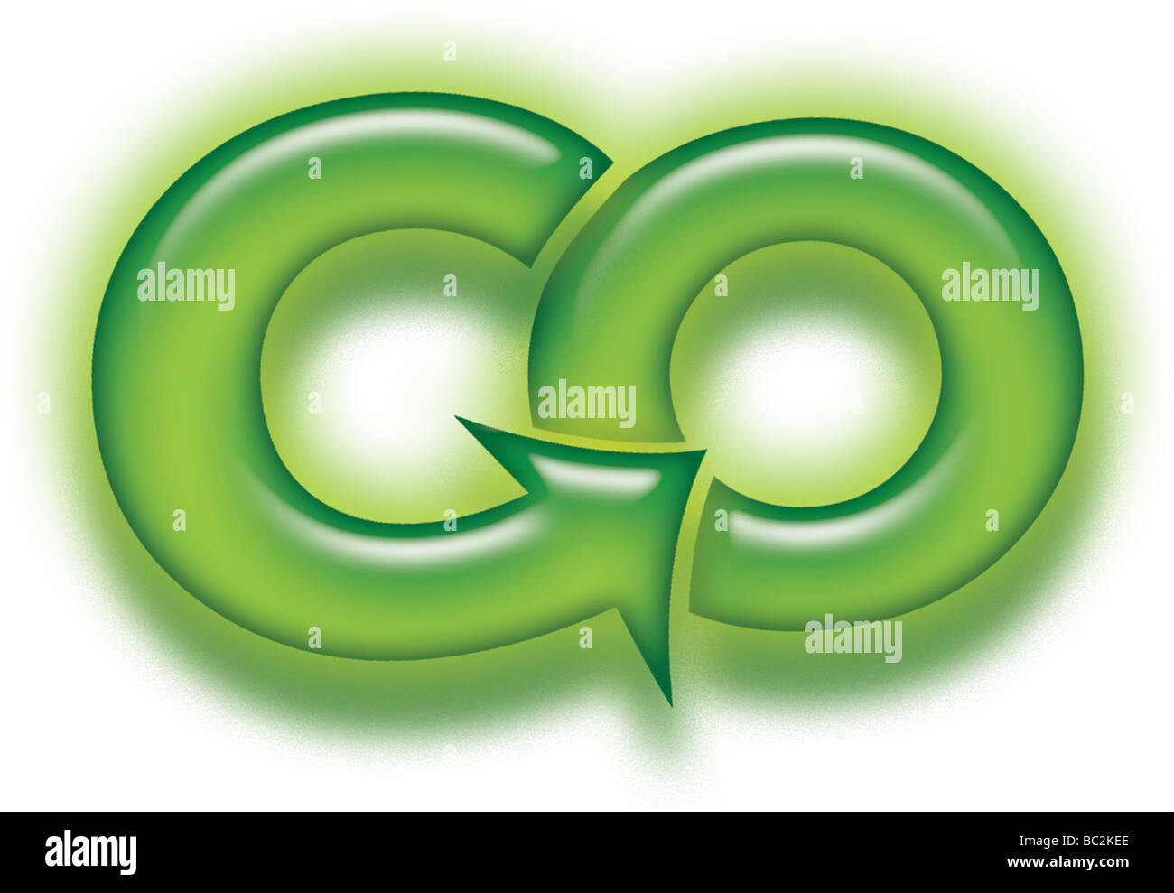 Symbol für Go Green Pro Umwelt- und politische Themen Neon Pfeil in Vorwärtsbewegung Stockfoto
