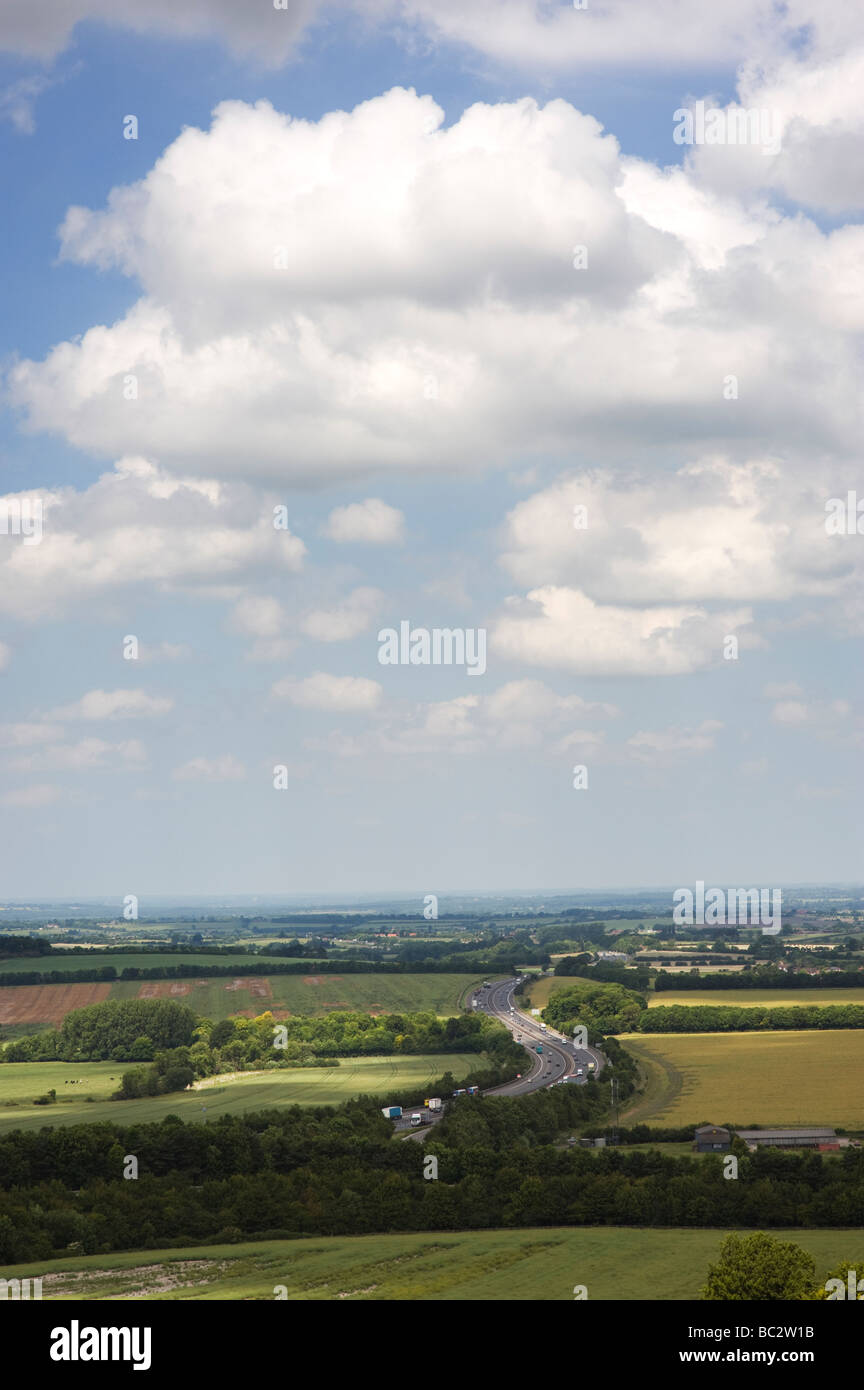 Über die Autobahn M40 von der Chiltern Hills. Den Chilterns, Buckinghamshire, England Stockfoto