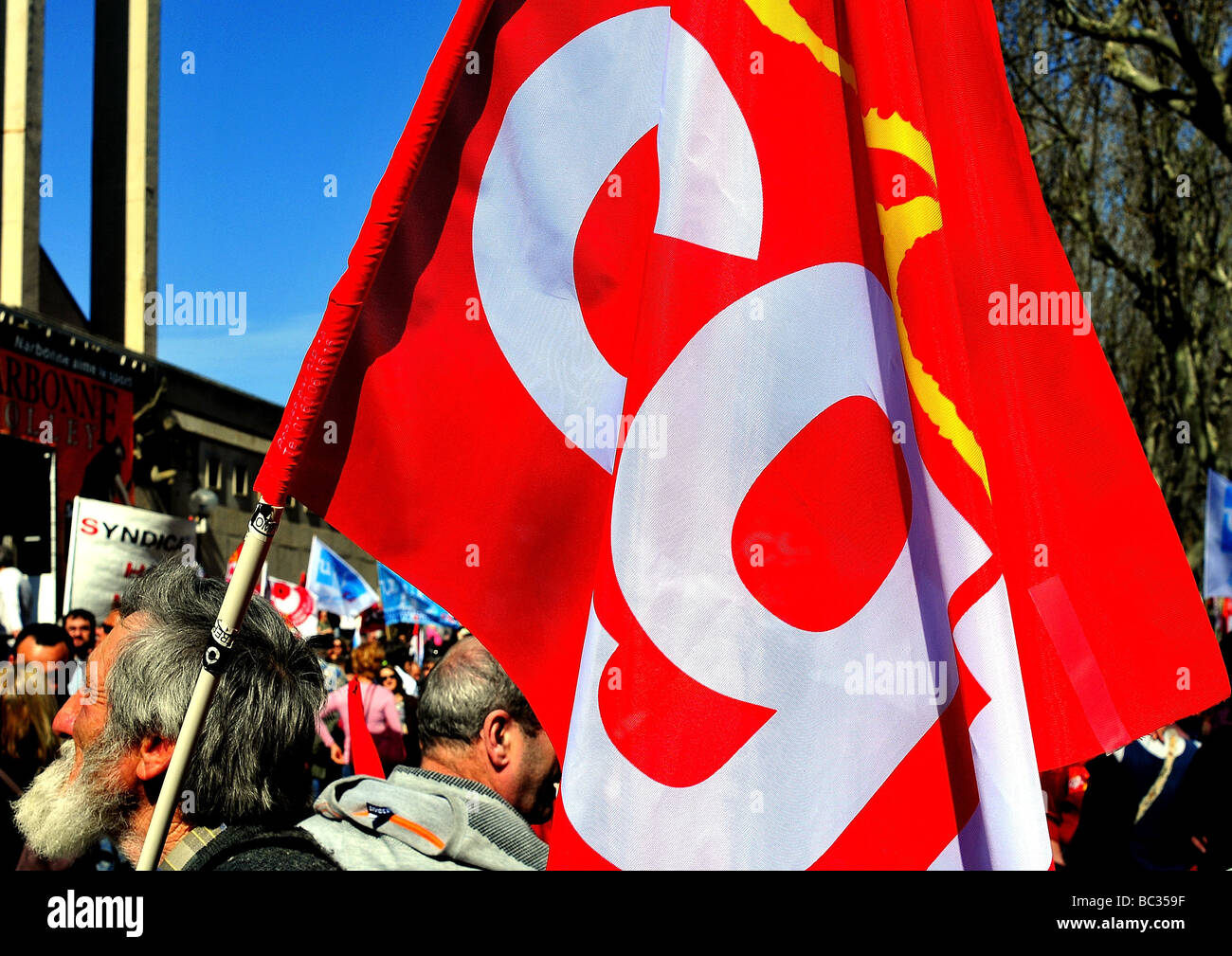 Narbonne (11): Demonstration gegen die Regierungspolitik (2009/03/19) Stockfoto