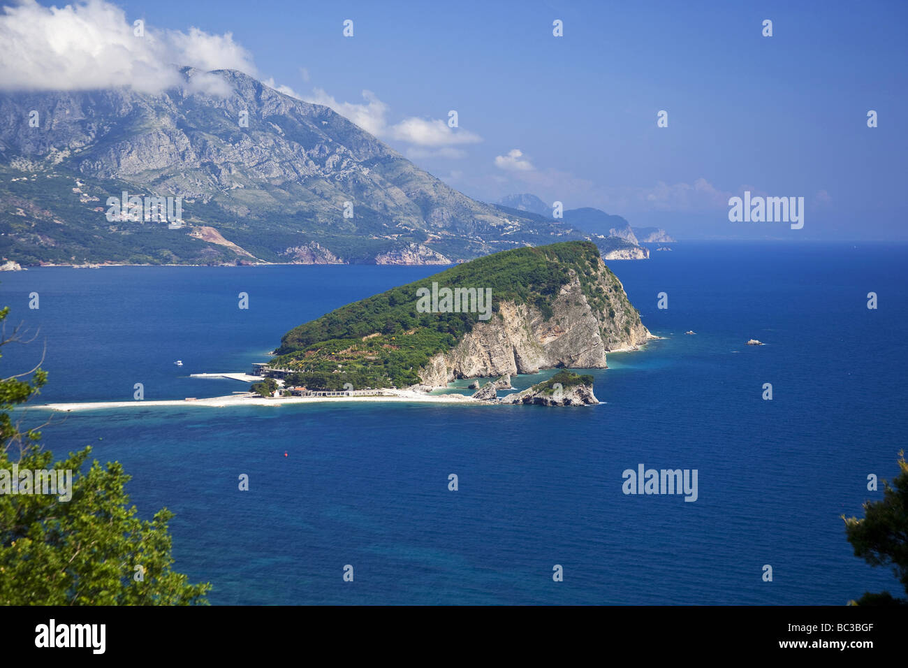 Insel St. Nicolas In Budva Montenegro Stockfoto