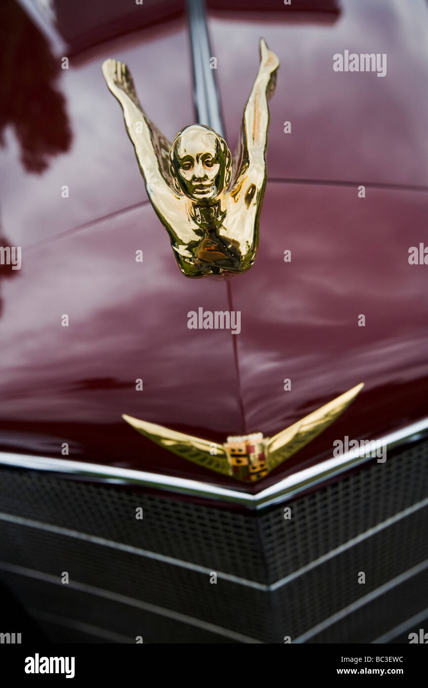 Kühlerfigur auf einen Cadillac Los Angeles Concours d Eleganz Rose Bowl Stockfoto