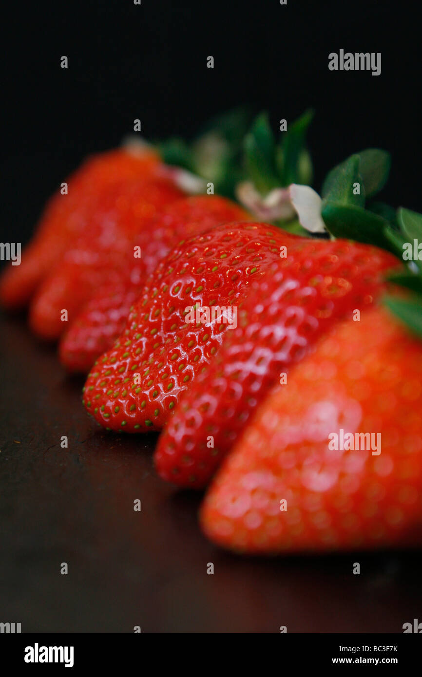 Frische schottische Erdbeeren in Folge, Nahaufnahme Stockfoto