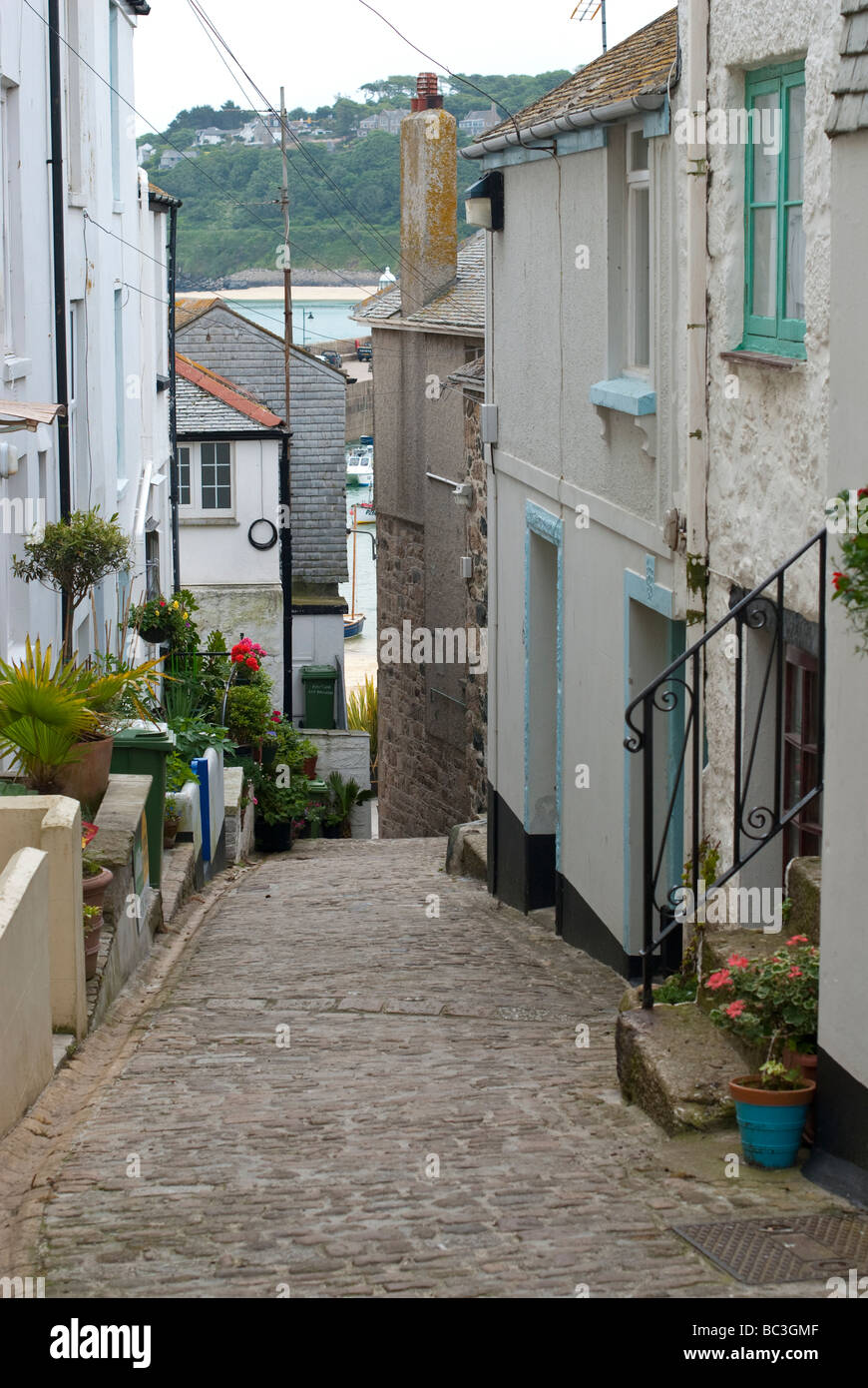 Schmale St Ives Street Cornwall Stockfoto