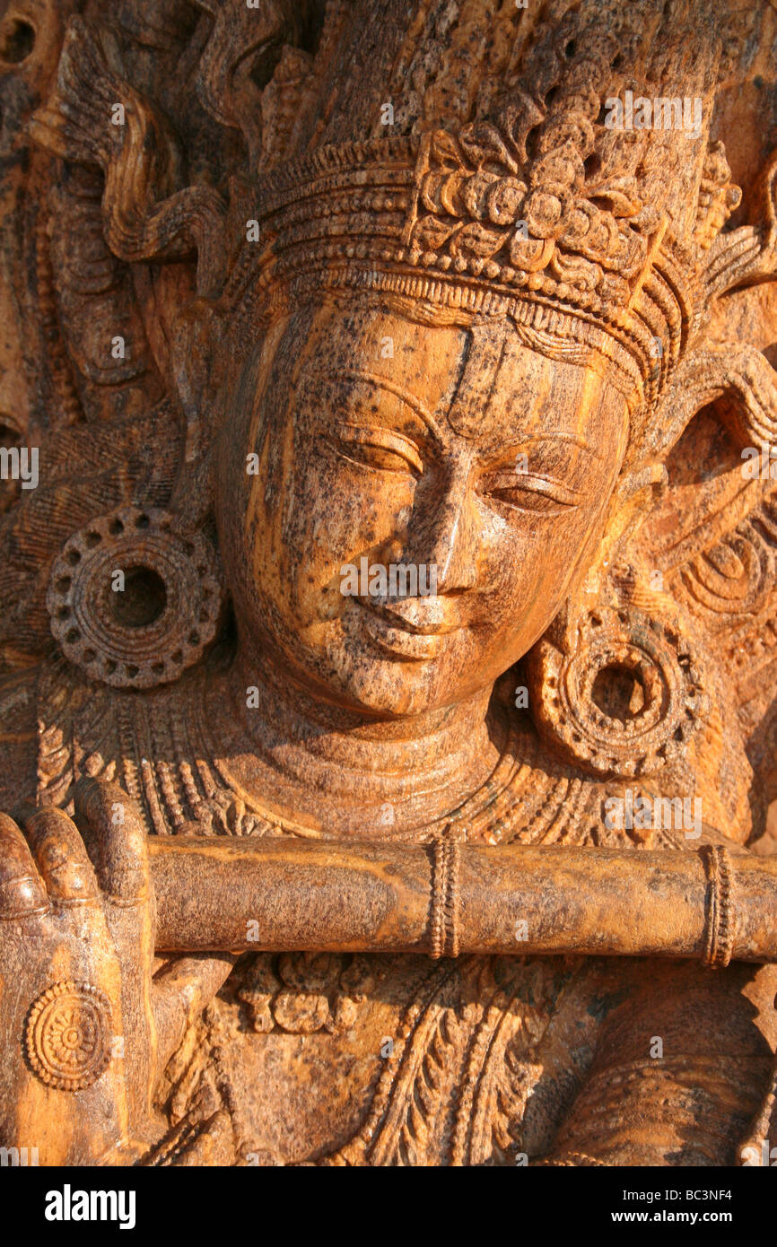 Sandstein-Schnitzen von einem Hindu-Göttin, Bhubaneshwar, Orissa, Indien Stockfoto