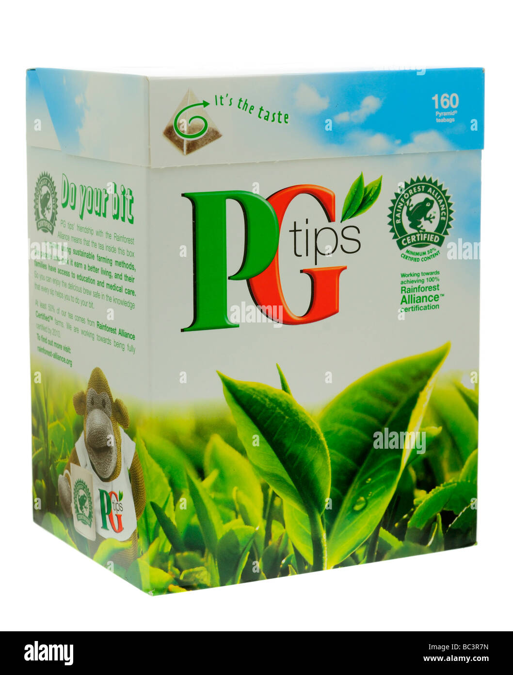 Schachtel mit PG Tips Pyramid Teebeutel Stockfoto