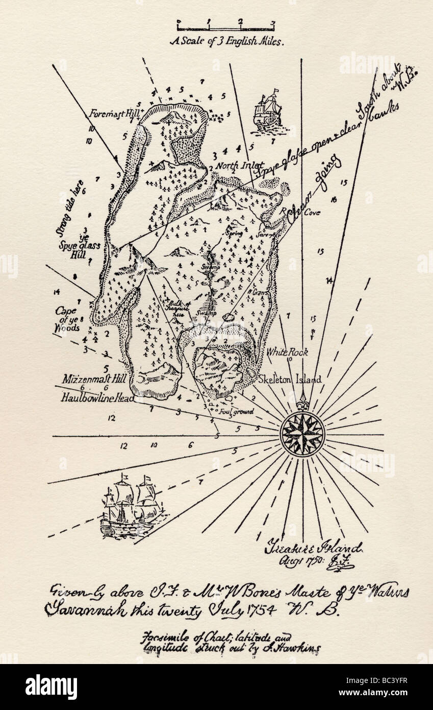 Karte von Treasure Island. Stockfoto