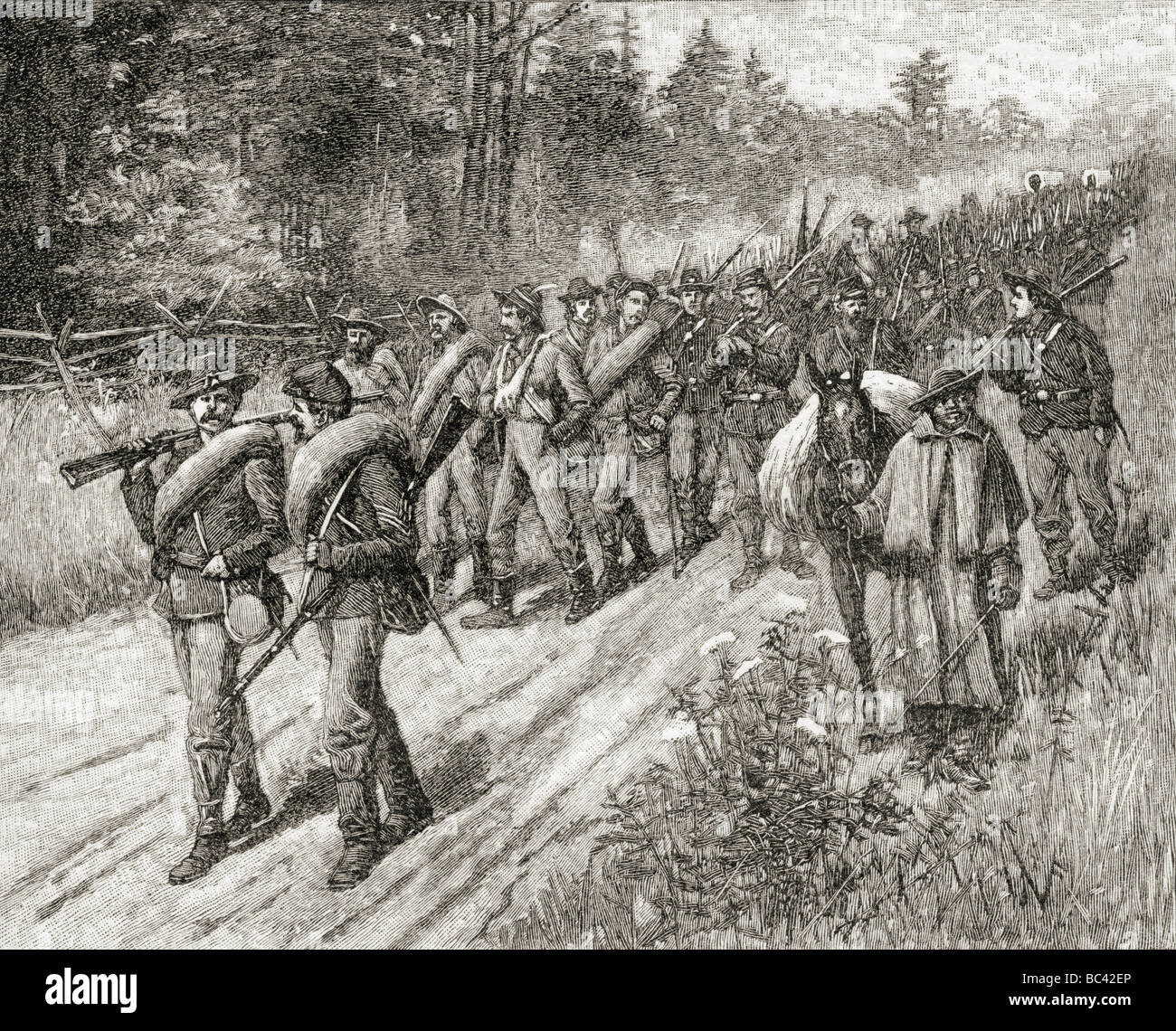 Shermans Armee auf dem Marsch zum Meer, 1865. Stockfoto
