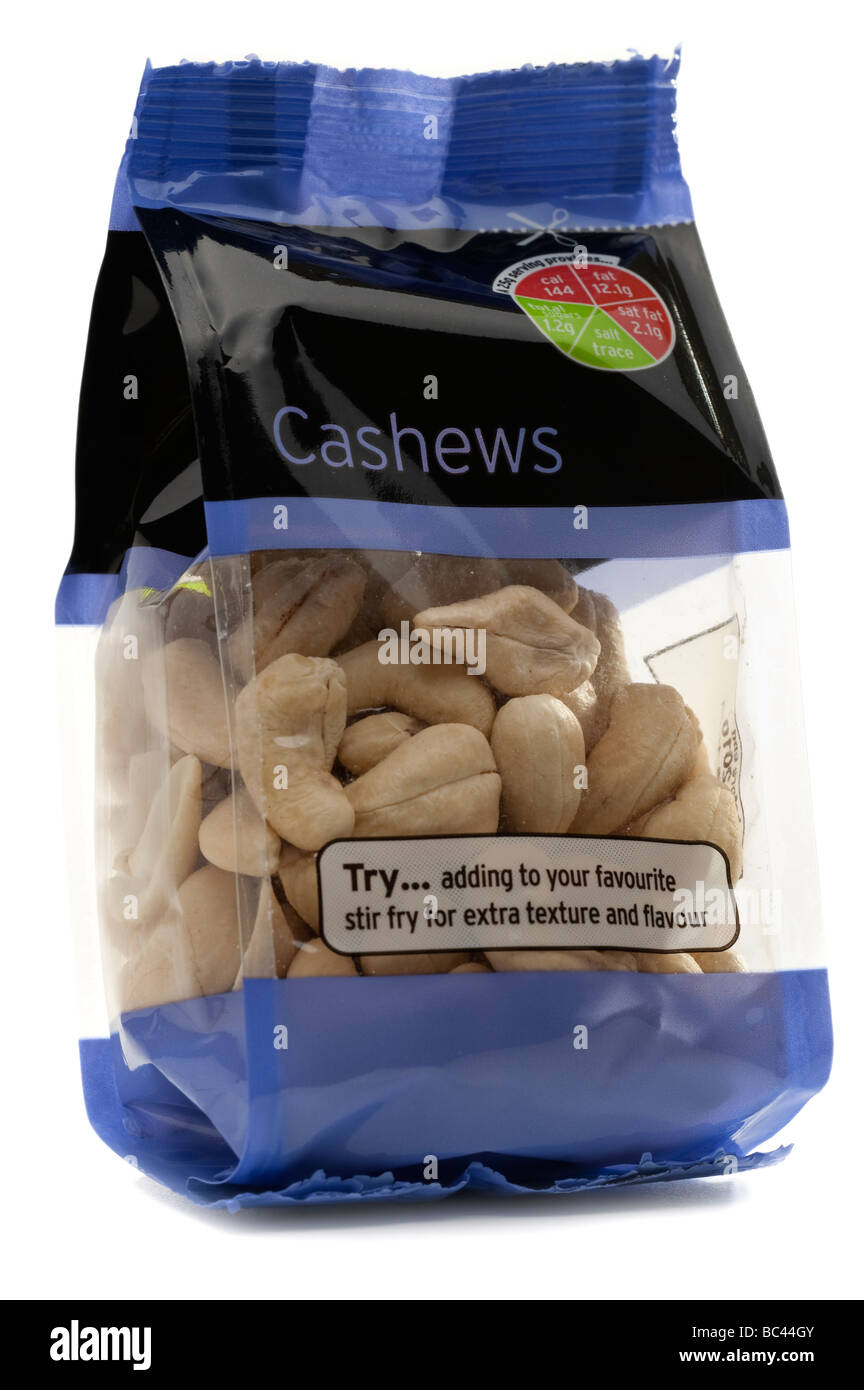 Tasche von Cashew-Nüssen "Anacardium Occidentale" Stockfoto