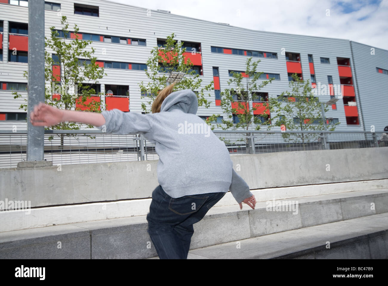 Parkour bei Pro aktiv Event Arsenal Emirates Stadion London üben Stockfoto