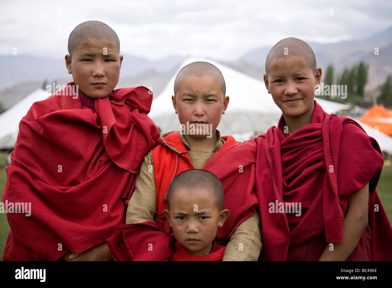 Neuling buddhistische Mönche. Jivatsal. Choglamsar. In der Nähe von Leh. Ladakh. Indien Stockfoto