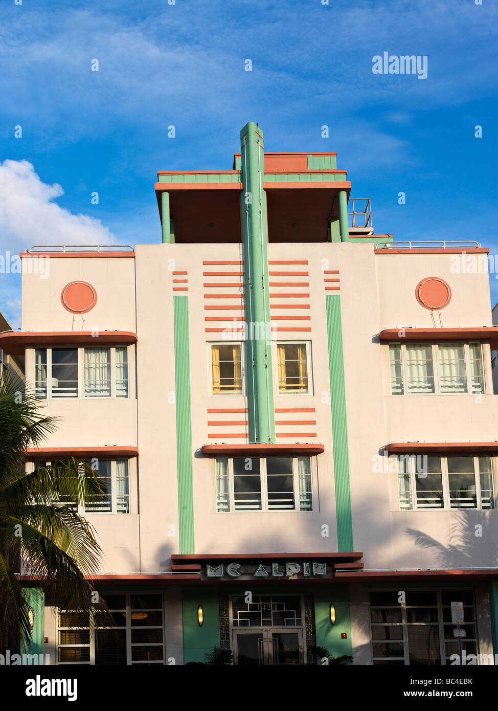 Miami, Art-Deco-Hotel McAlpen Hotel am Ocean Drive in South Beach Stockfoto