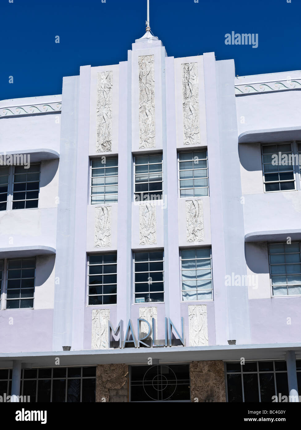 Art-Deco-Architektur, Hotels, South Beach, Miami, Marlin Hotel Stockfoto