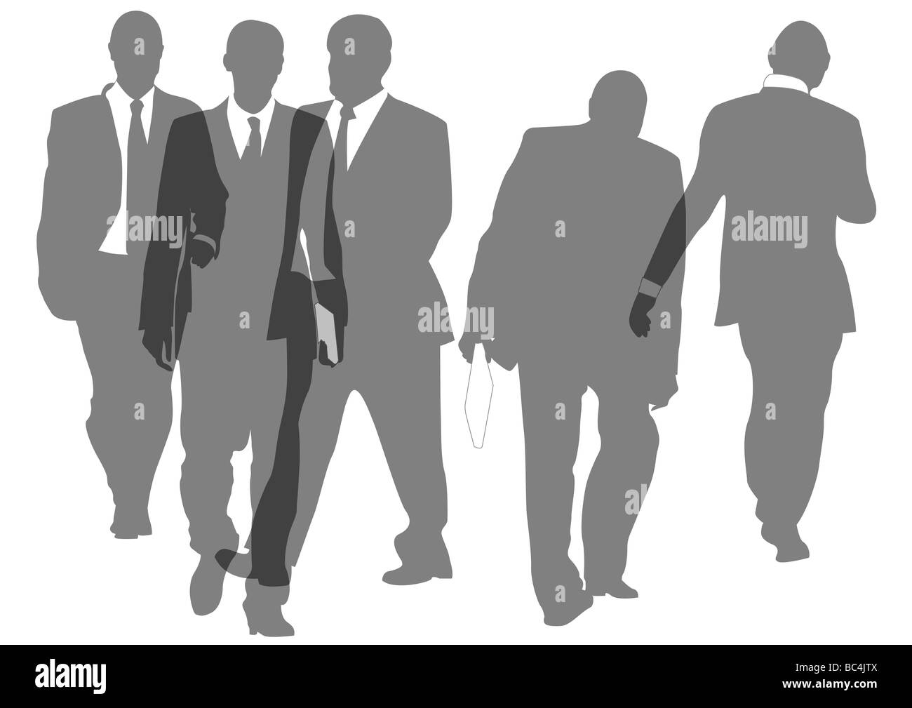 Gruppe von transparenten Geschäftsleuten zu Fuß Stockfoto
