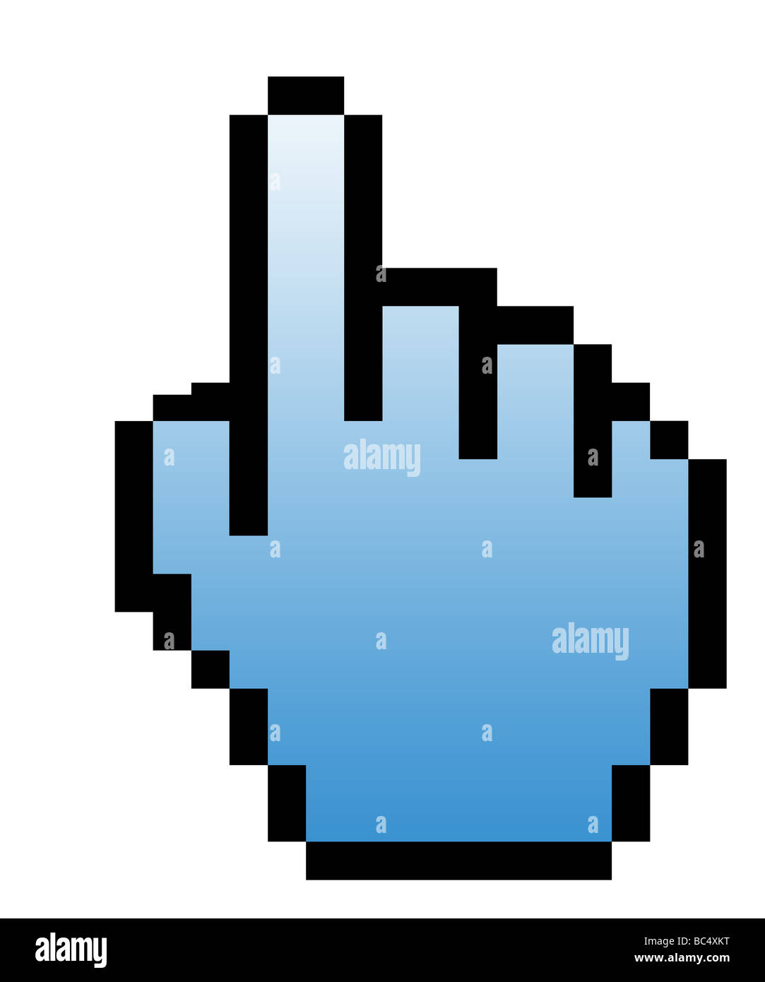 Schwarzem zeigenden Hand Computer Symbol Symbol isoliert auf weißem Hintergrund Stockfoto