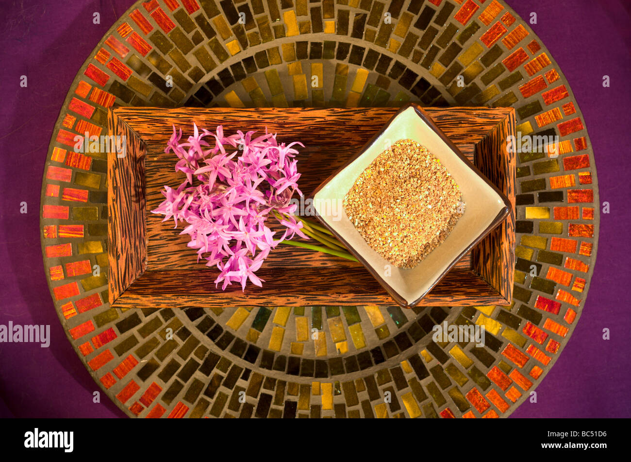 Ein Spa-Bad Salz und Blume-detail Stockfoto