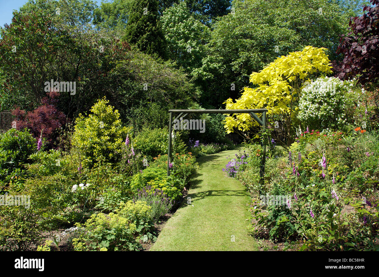Schönen Sommer Garten Grenze Norfolk England Stockfoto