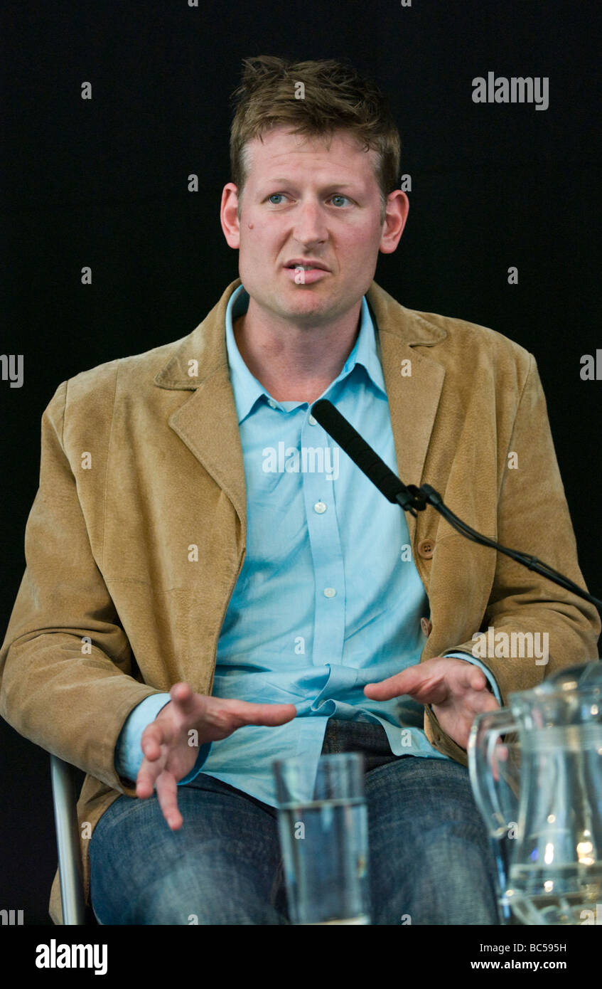 Mark Lynas britische Autorin, Journalistin und Umweltaktivistin, die konzentriert sich auf Klimawandel abgebildet Hay Festival 2009 Stockfoto