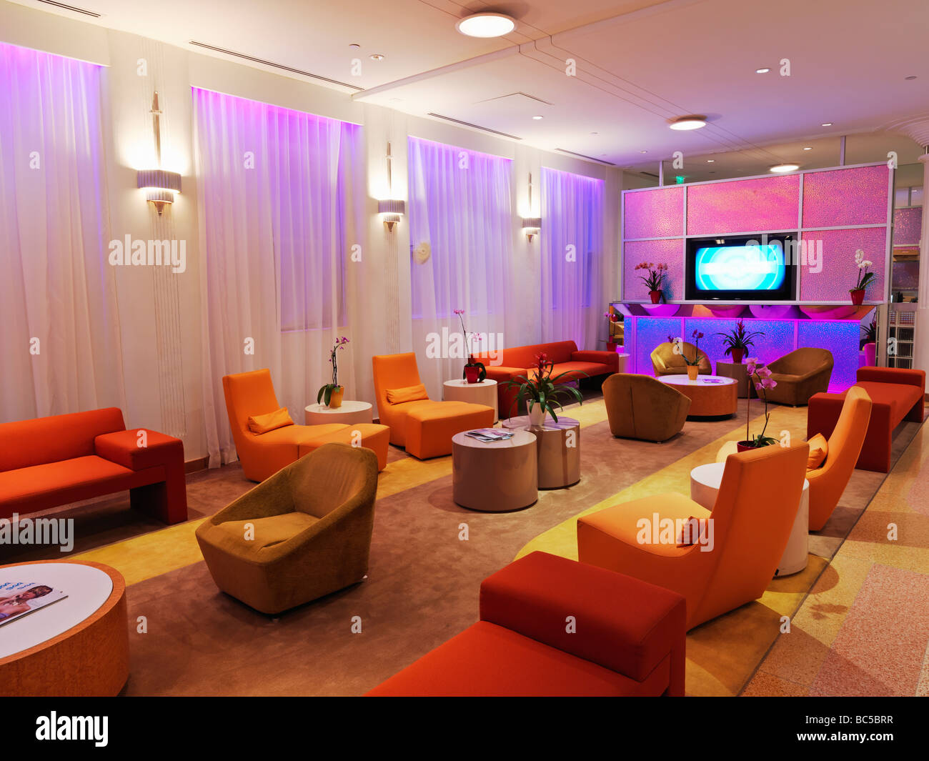 Lobby im Art-Déco-Stil des Clevelendar Hotels in South Beach Miami Stockfoto