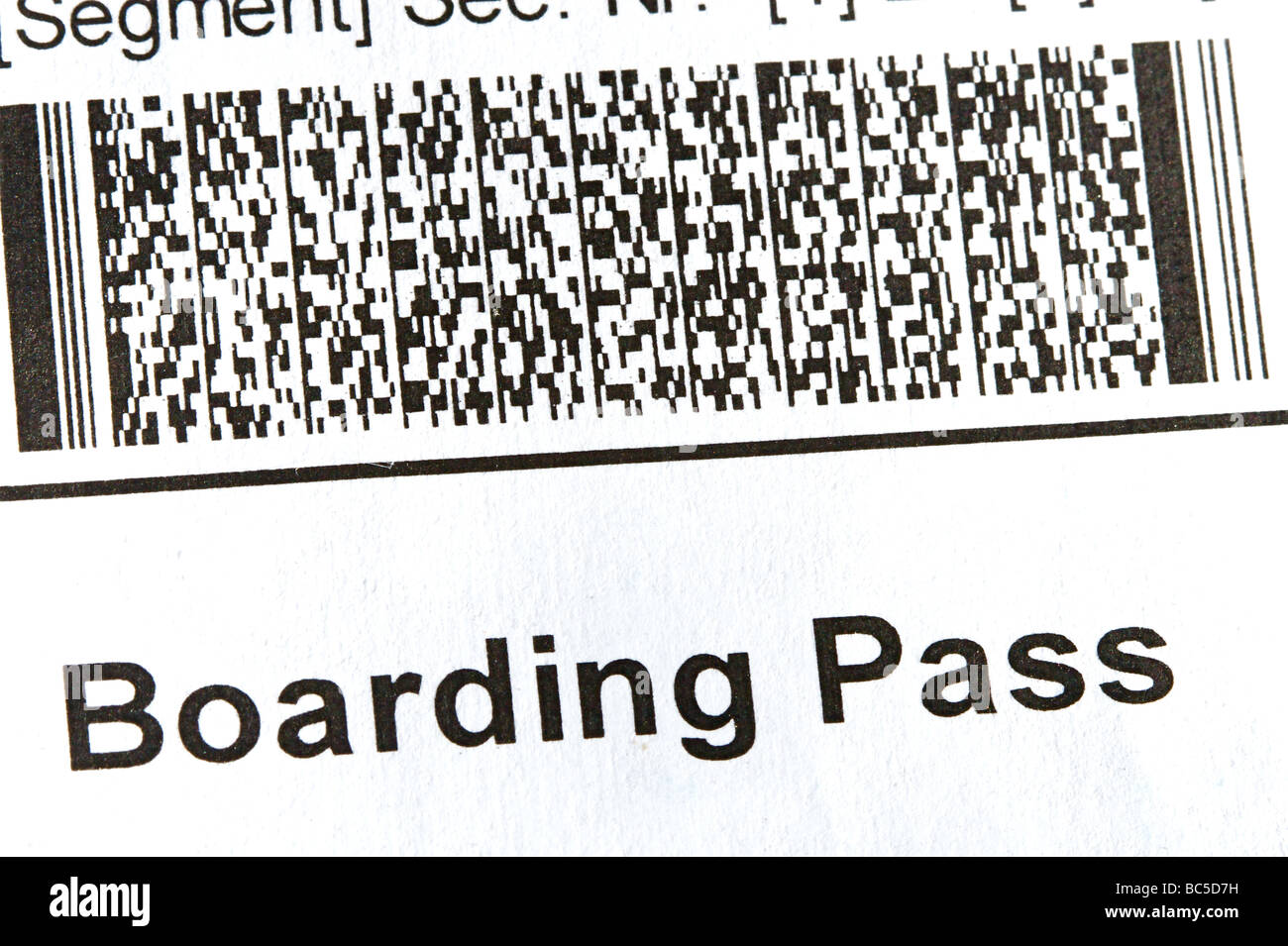 Airline-boarding-Pass mit öffentlichen Siegel der Homeland Security Stockfoto