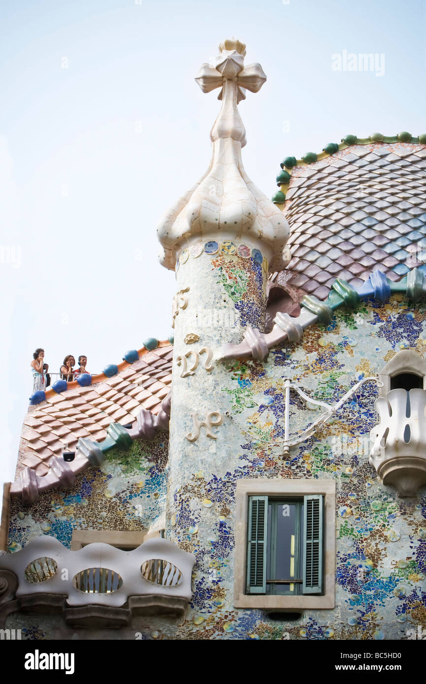 Auf dem Dach des Casa Batlló Catalunya Region in Spanien Stockfoto