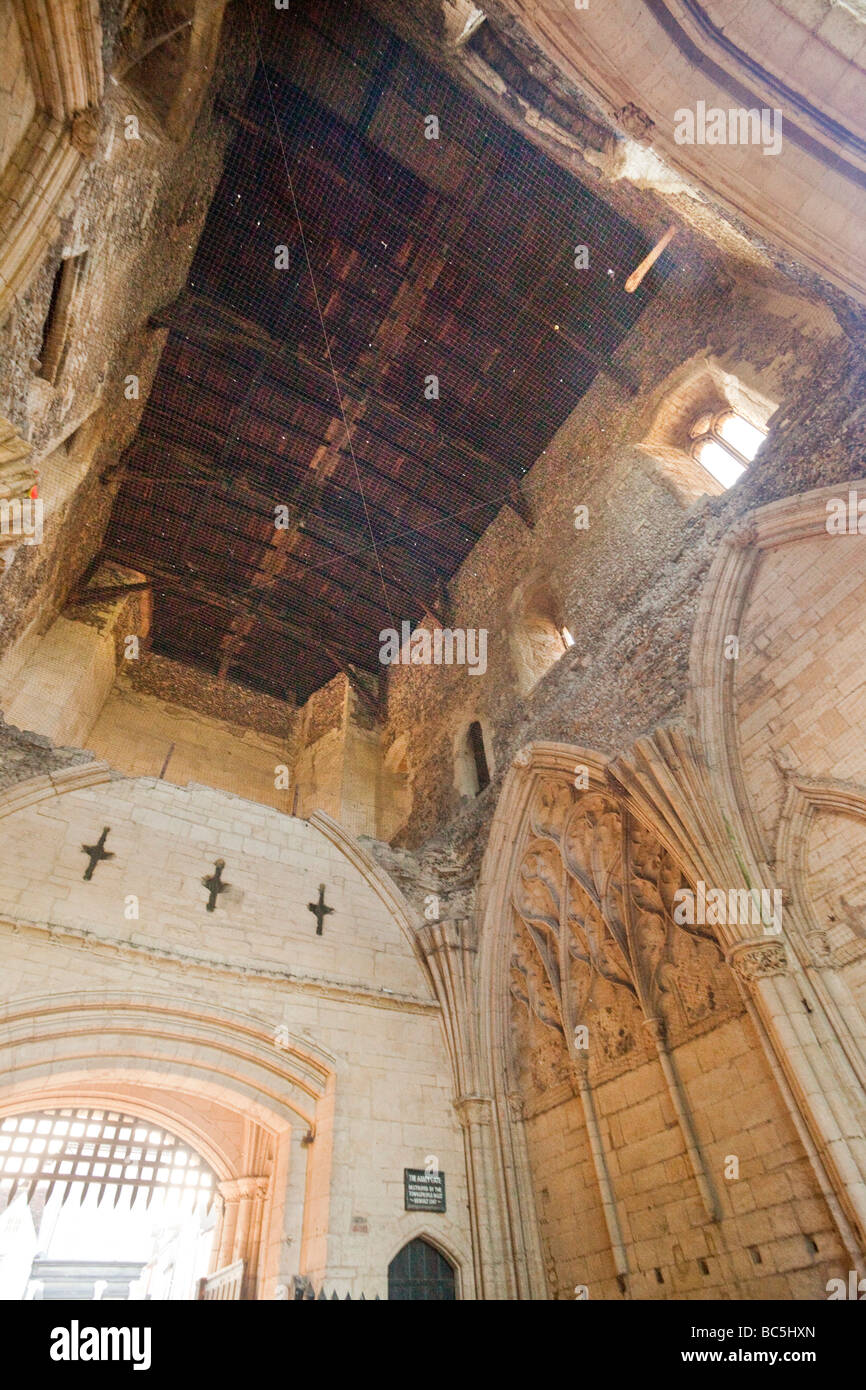 Innenansicht des Daches des Abbey Gate tower in Bury St Edmunds, Suffolk, UK Stockfoto