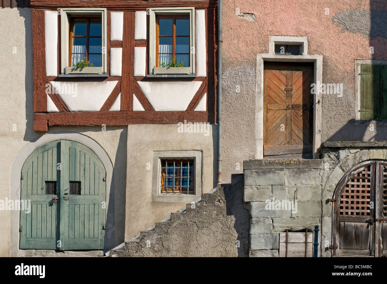 Altes Haus, Fassade mit Fachwerk, Überlingen, Baden-Württemberg, Deutschland Stockfoto