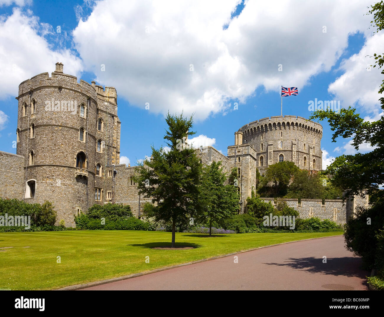 Das Grundstück und die Gärten von Schloss Windsor in England Stockfoto