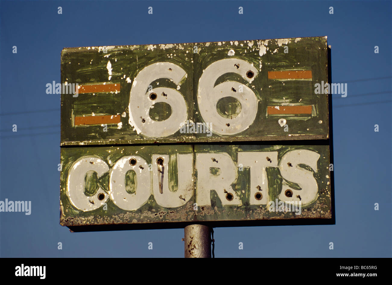 Alten Motel-Schild im Route 66 in Bräutigam Texas USA Stockfoto