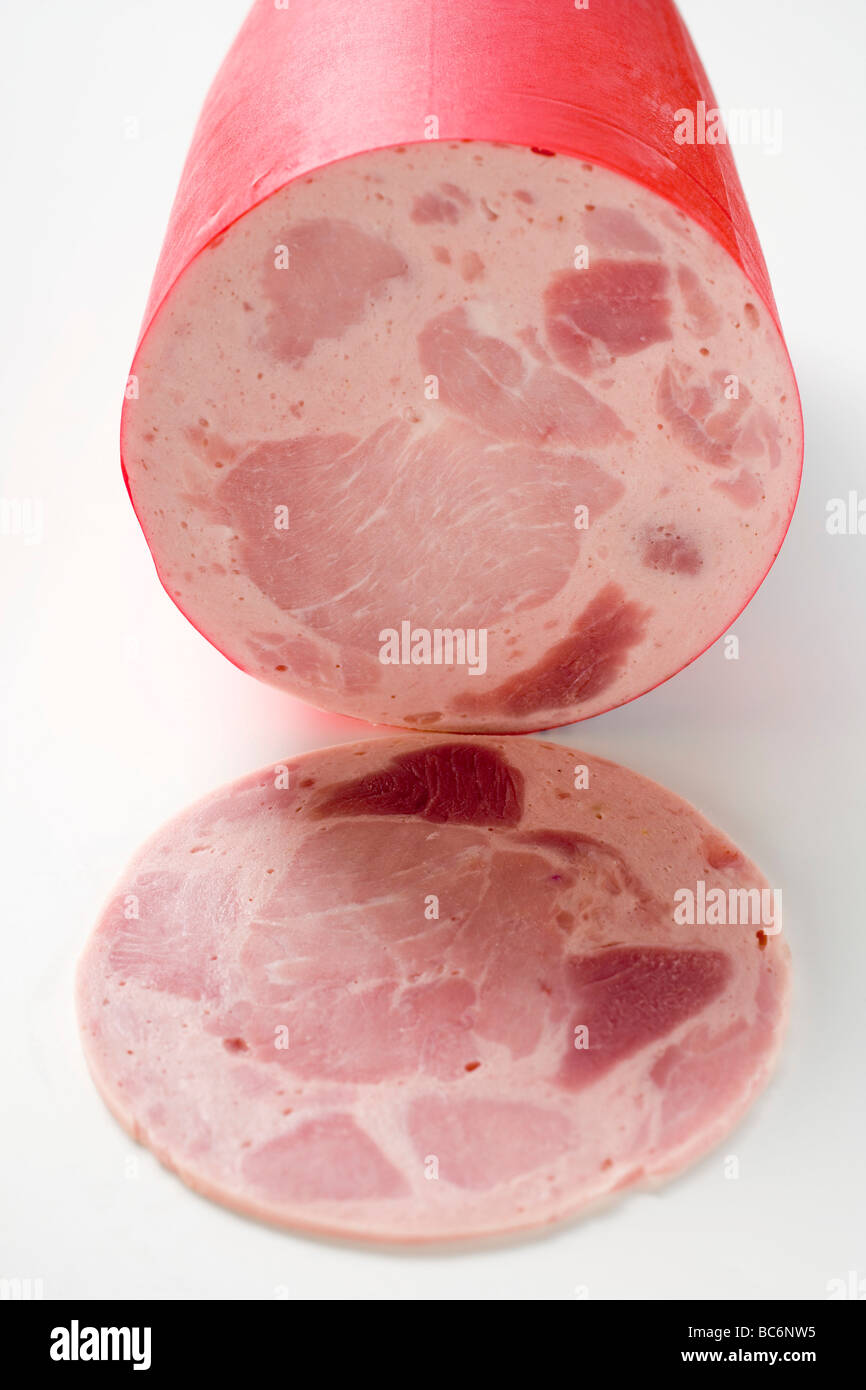 Schinkenwurst (Schinkenwurst) mit einem Slice-Schnitt Stockfotografie ...