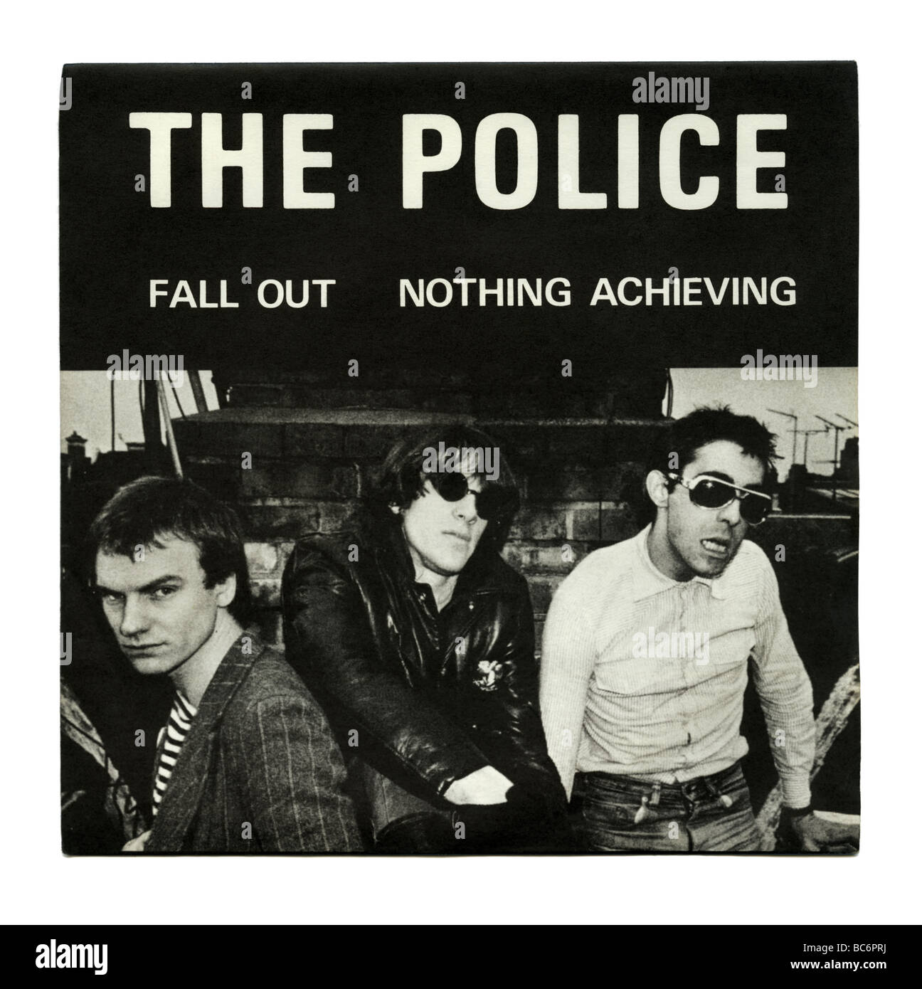 "Fall Out" single von The Police, eine Aufzeichnung der "New Wave" zum ersten Mal veröffentlicht in der Punk-Ära im Jahr 1977 Stockfoto