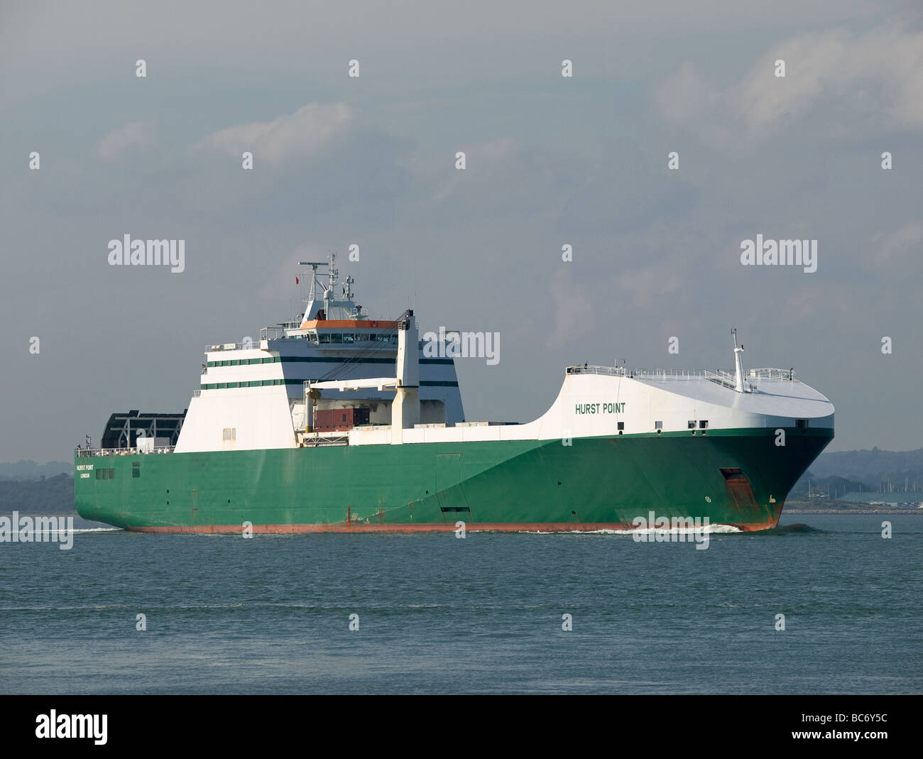 Roll-on / Roll-Off Schiff Hurst Punkt verlassen Southampton UK Stockfoto