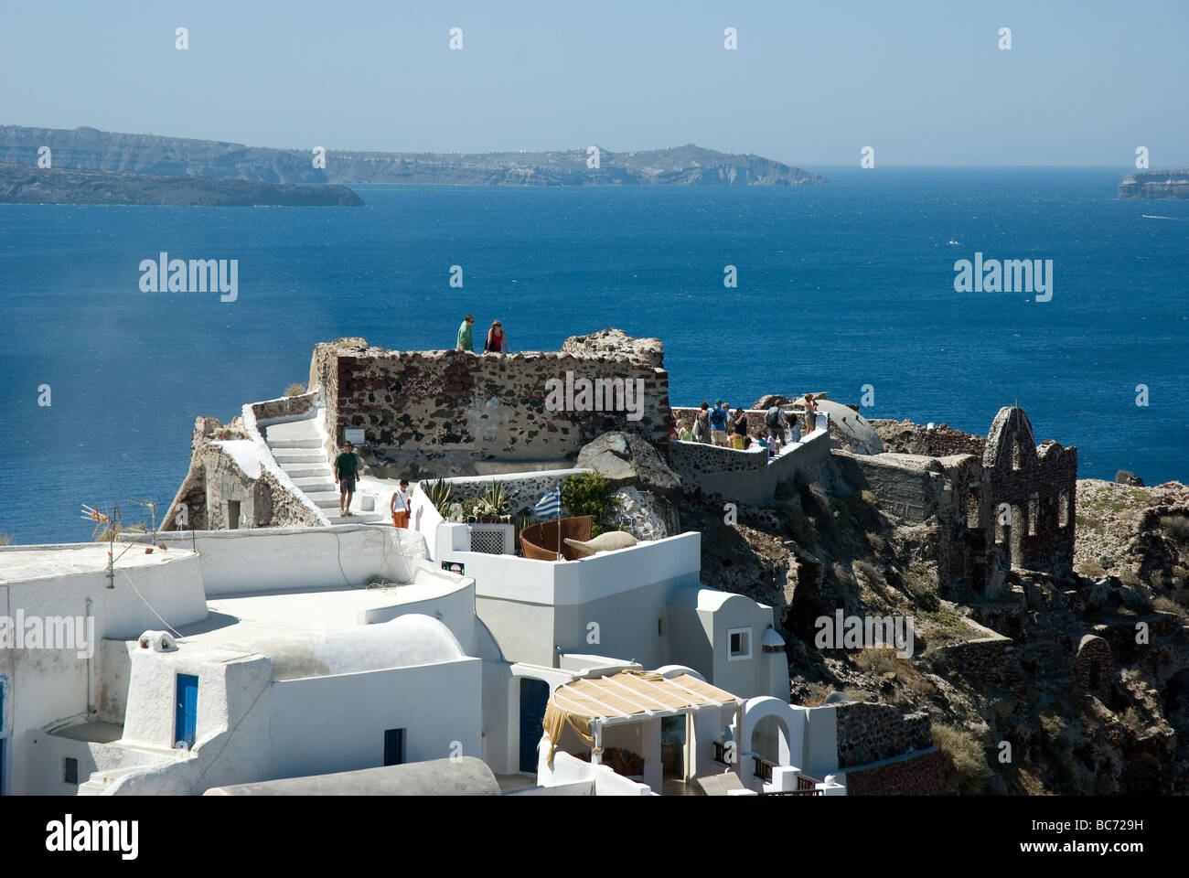 Burg in Oia Santorini Griechenland Stockfoto